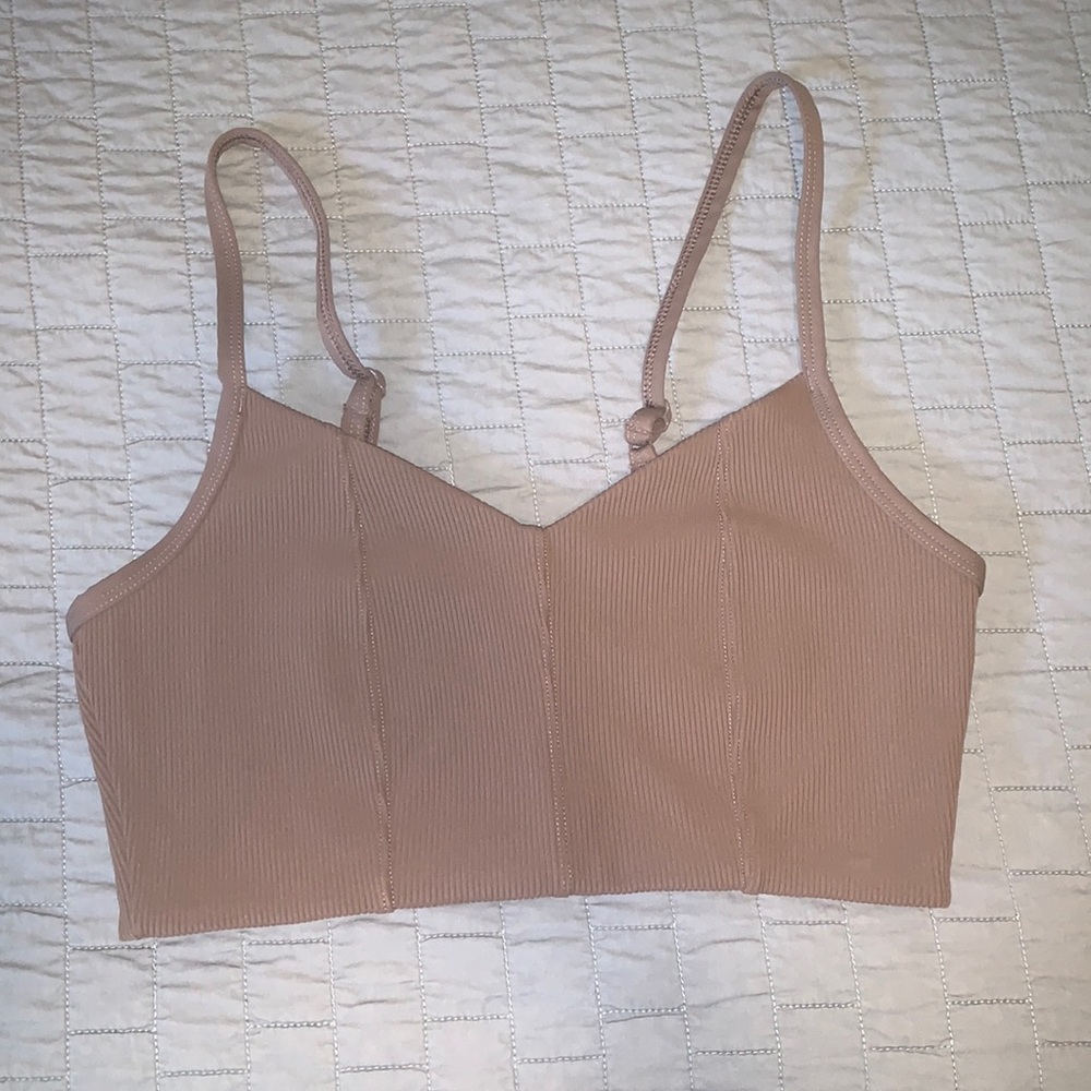 Aerie Offline brown ribbed sports bra